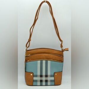 NWT! Burberry style plaid crossbody, Blue Multi
